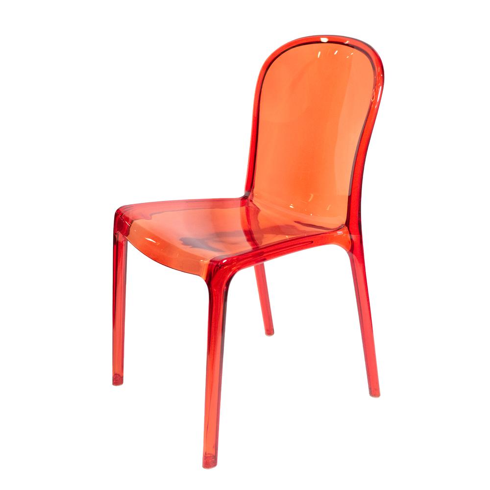 Genoa Polycarbonate Event Chair - Stackable - Translucent - Red ( Set of 4)