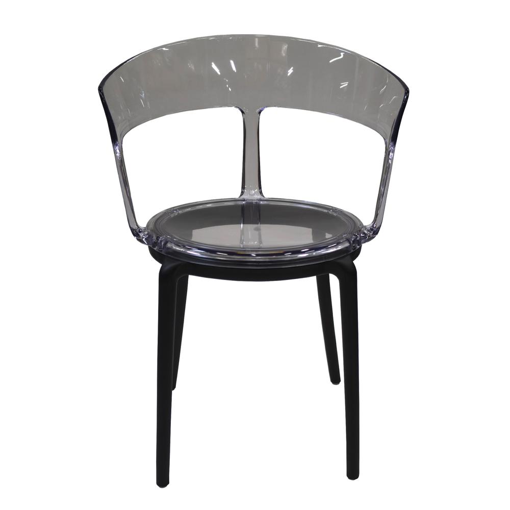 Natalia Polycarbonate Top /PP Bottom Dinning Chair -Smoke Top / Black Bottom