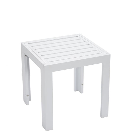 LeisureMod Chelsea Modern Aluminum Patio Side Table, White