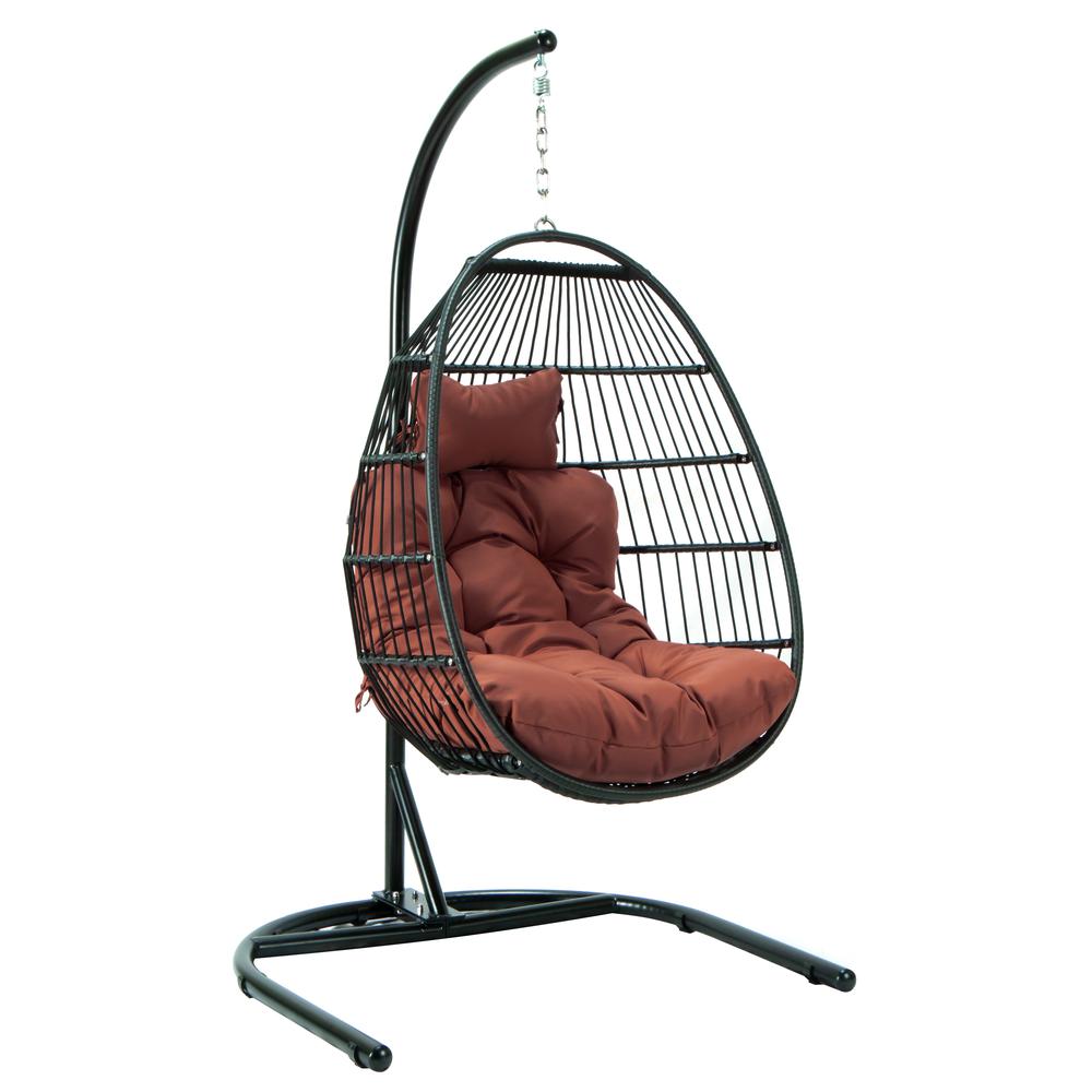 LeisureMod Wicker Folding Hanging Egg Swing Chair ESCF40CHR