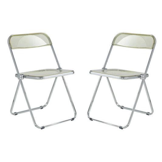 LeisureMod Lawrence Acrylic Folding Chair With Metal Frame, Set of 2 LF19A2