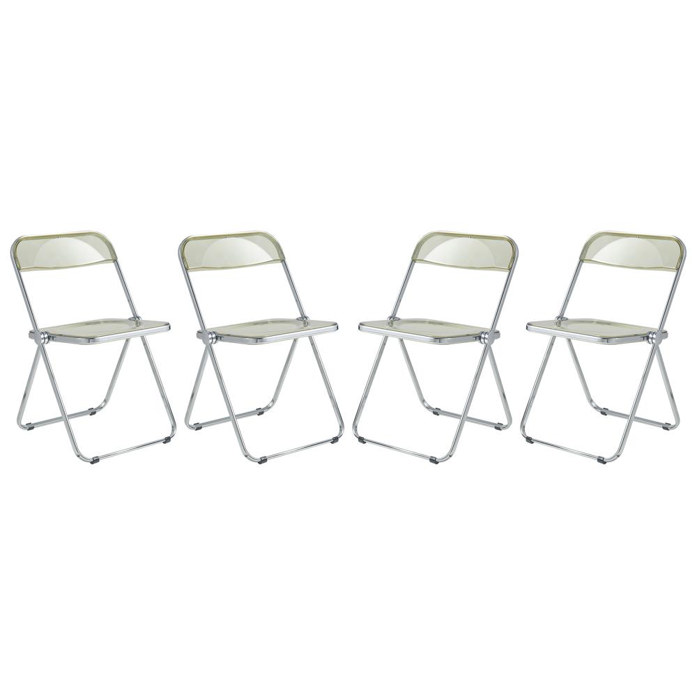 LeisureMod Lawrence Acrylic Folding Chair With Metal Frame, Set of 4 LF19A4