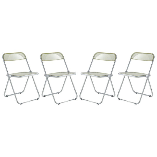 LeisureMod Lawrence Acrylic Folding Chair With Metal Frame, Set of 4 LF19A4