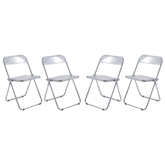 LeisureMod Lawrence Acrylic Folding Chair With Metal Frame, Set of 4 LF19CL4