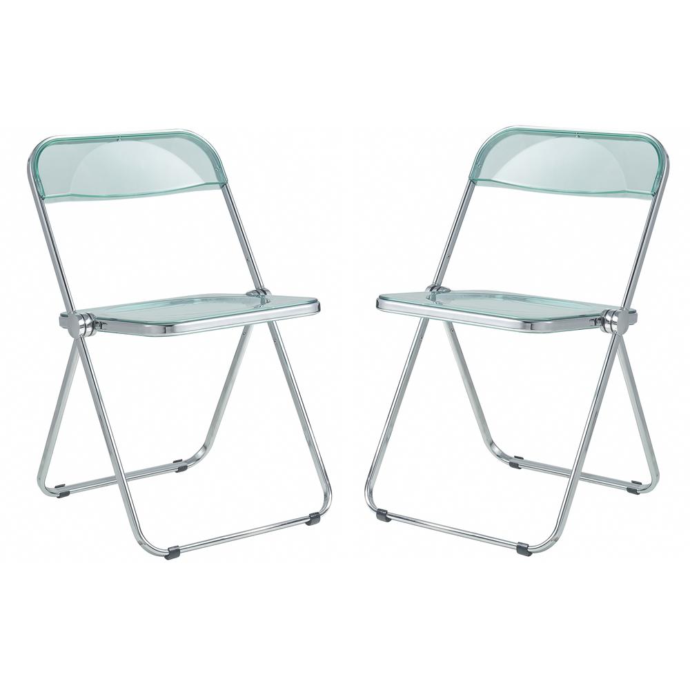 LeisureMod Lawrence Acrylic Folding Chair With Metal Frame, Set of 2 LF19G2