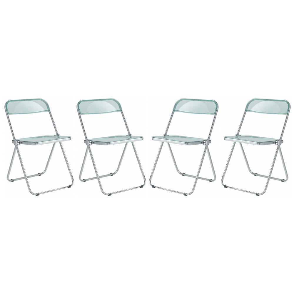 LeisureMod Lawrence Acrylic Folding Chair With Metal Frame, Set of 4 LF19G4