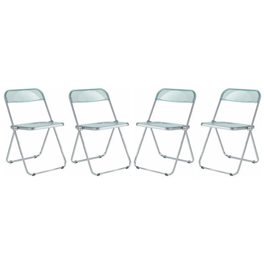 LeisureMod Lawrence Acrylic Folding Chair With Metal Frame, Set of 4 LF19G4