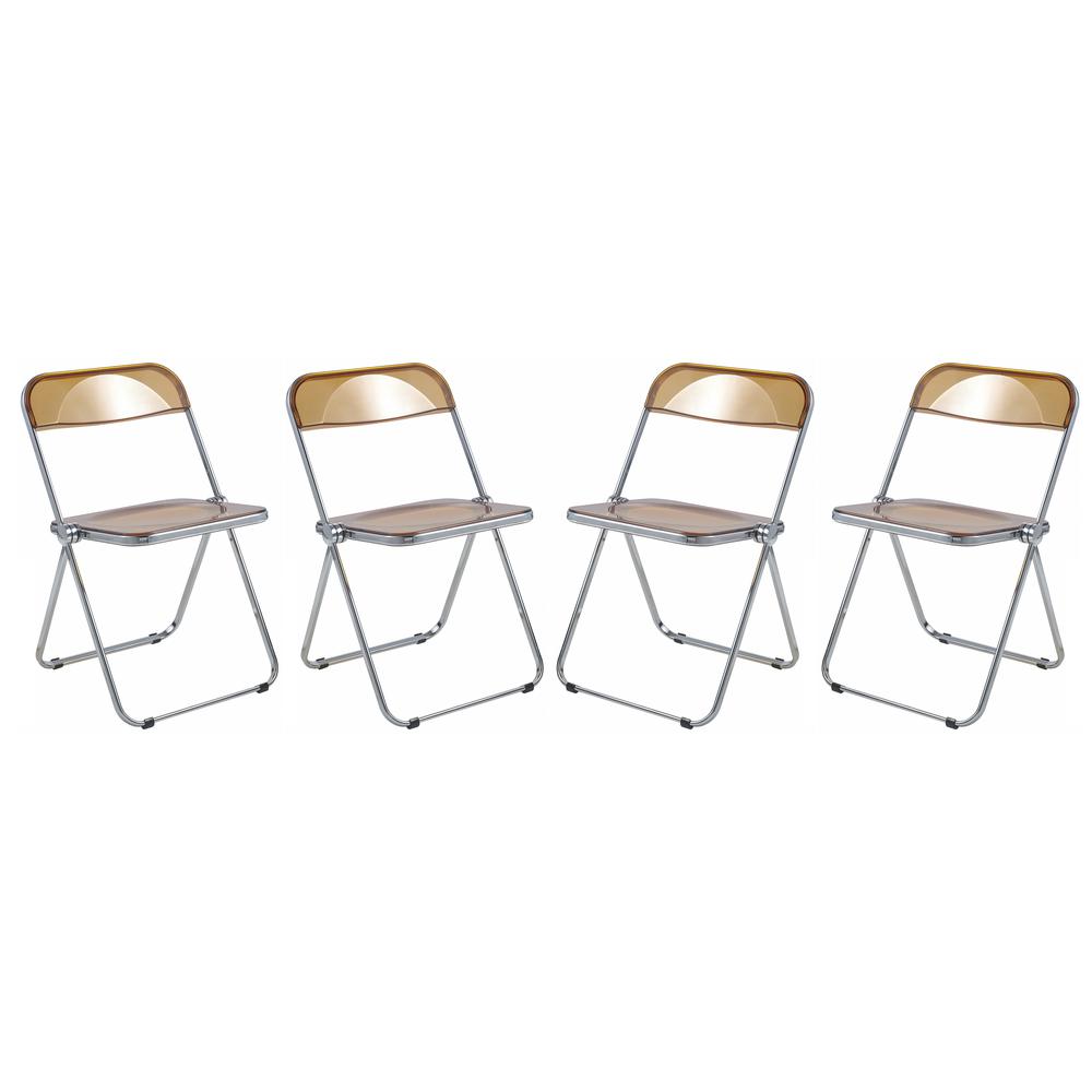 LeisureMod Lawrence Acrylic Folding Chair With Metal Frame, Set of 4 LF19OR4