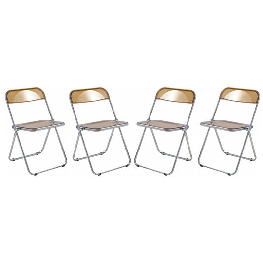 LeisureMod Lawrence Acrylic Folding Chair With Metal Frame, Set of 4 LF19OR4