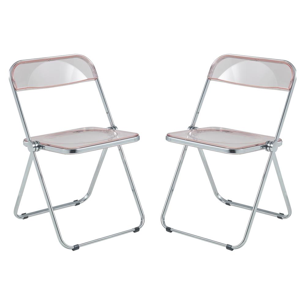 LeisureMod Lawrence Acrylic Folding Chair With Metal Frame, Set of 2 LF19PK2