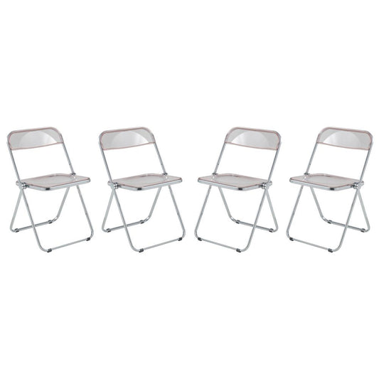 LeisureMod Lawrence Acrylic Folding Chair With Metal Frame, Set of 4 LF19PK4