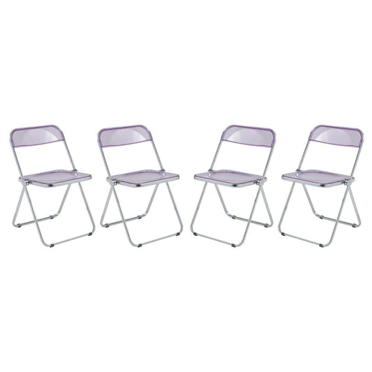 LeisureMod Lawrence Acrylic Folding Chair With Metal Frame, Set of 4 LF19PU4