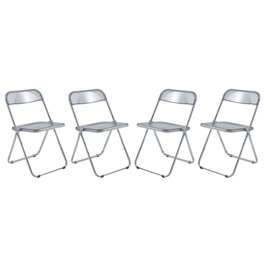 LeisureMod Lawrence Acrylic Folding Chair With Metal Frame, Set of 4 LF19TBL4