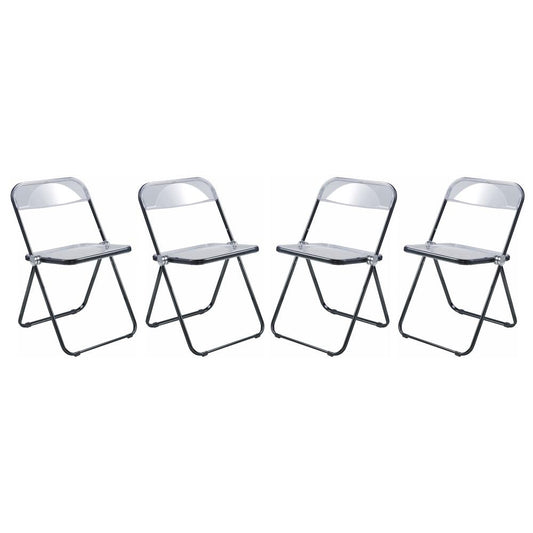 LeisureMod Lawrence Acrylic Folding Chair With Black Metal Frame, Set of 4 LFCL19BL4