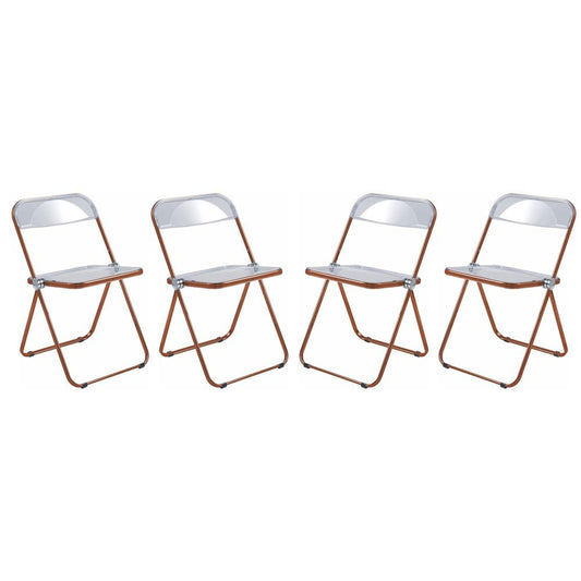 LeisureMod Lawrence Acrylic Folding Chair With Orange Metal Frame, Set of 4 LFCL19OR4