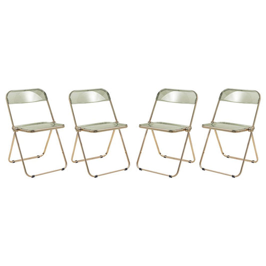 LeisureMod Lawrence Acrylic Folding Chair With Gold Metal Frame, Set of 4 LFG19A4