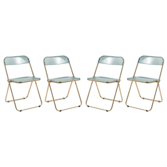 LeisureMod Lawrence Acrylic Folding Chair With Gold Metal Frame, Set of 4 LFG19G4