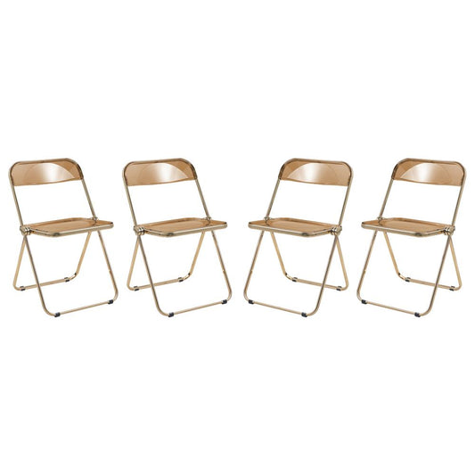 LeisureMod Lawrence Acrylic Folding Chair With Gold Metal Frame, Set of 4 LFG19OR4