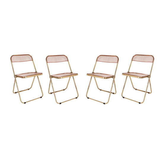 LeisureMod Lawrence Acrylic Folding Chair With Gold Metal Frame, Set of 4 LFG19PK4