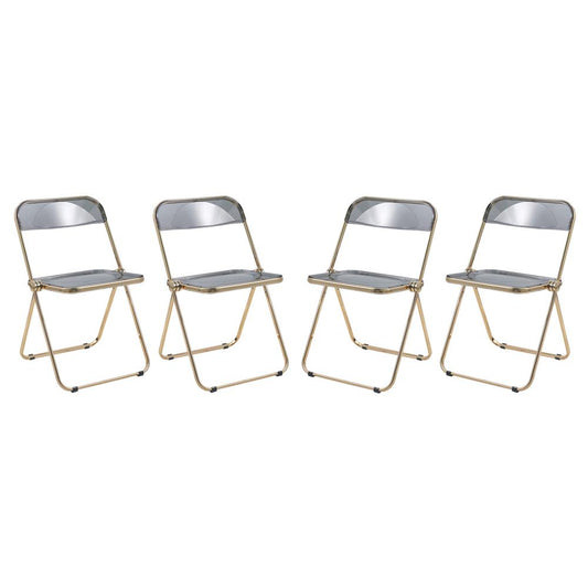 LeisureMod Lawrence Acrylic Folding Chair With Gold Metal Frame, Set of 4 LFG19TBL4