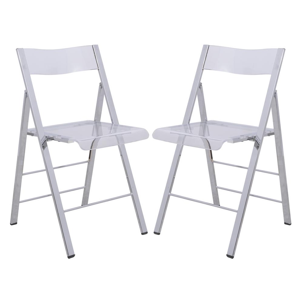 LeisureMod Menno Modern Acrylic Folding Chair, Set of 2 MF15CL2