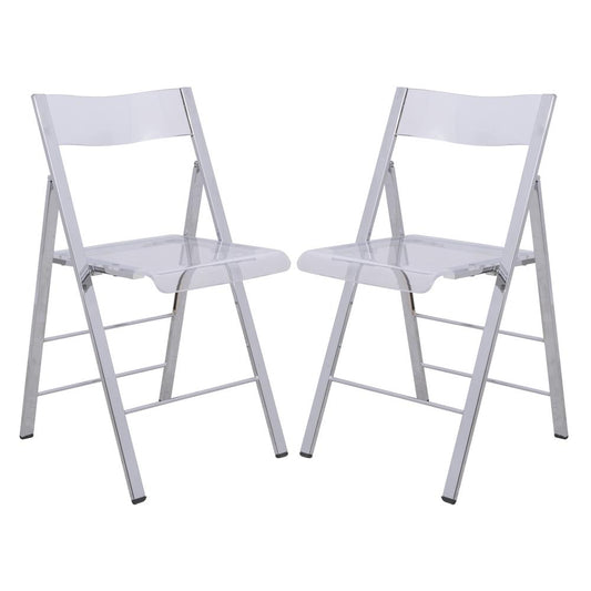 LeisureMod Menno Modern Acrylic Folding Chair, Set of 2 MF15CL2