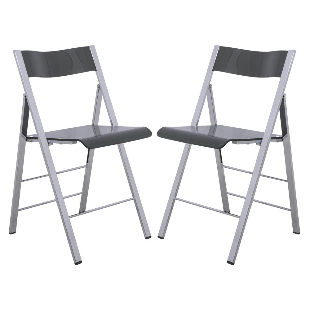 LeisureMod Menno Modern Acrylic Folding Chair, Set of 2 MF15TBL2