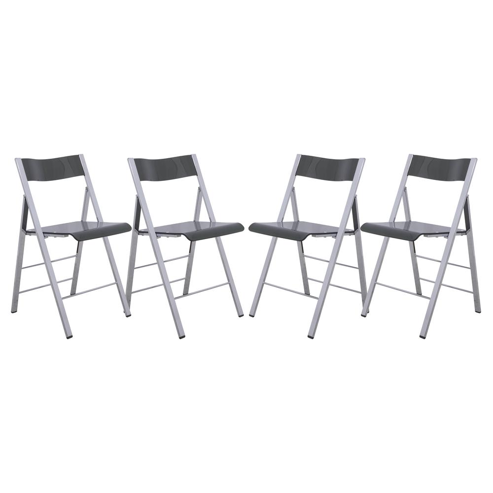 LeisureMod Menno Modern Acrylic Folding Chair, Set of 4 MF15TBL4