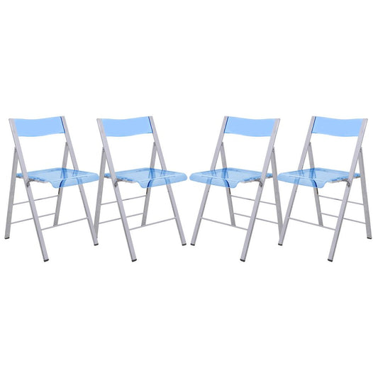 LeisureMod Menno Modern Acrylic Folding Chair, Set of 4 MF15TBU4