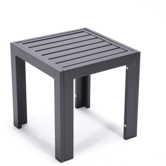 LeisureMod Chelsea Modern Aluminum Patio Side Table, Black