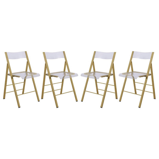 LeisureMod Menno Modern Acrylic Gold Base Folding Chair, Set of 4 MFG15CL4