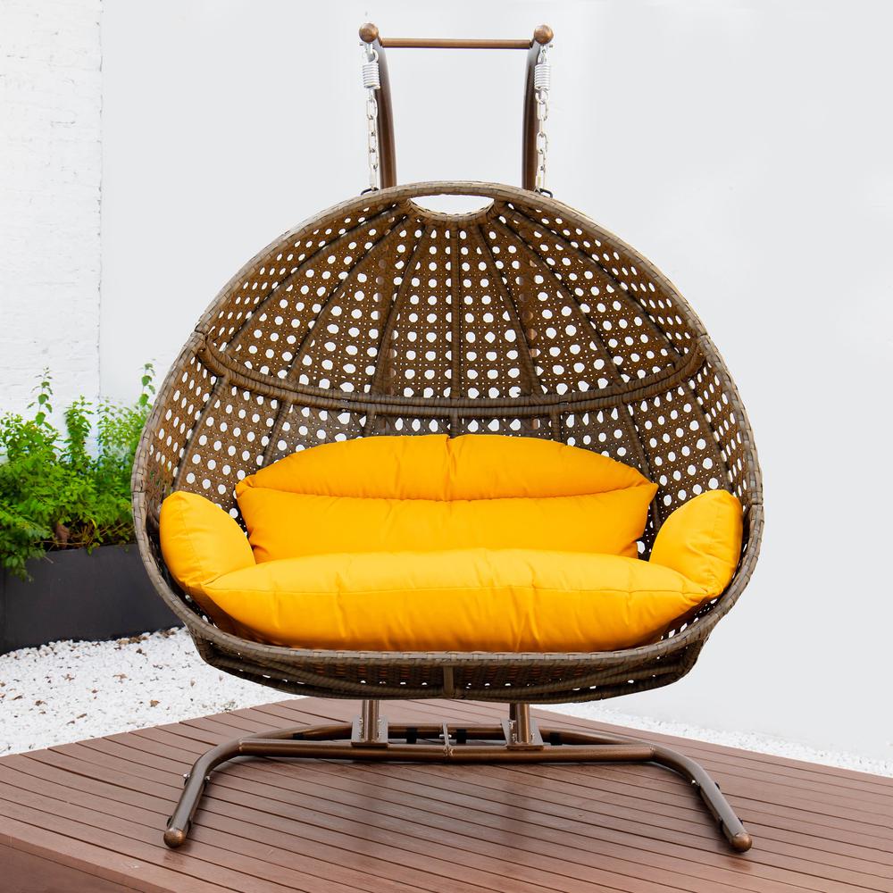 LeisureMod Wicker Hanging Double Egg Swing Chair  EKDBG-57A