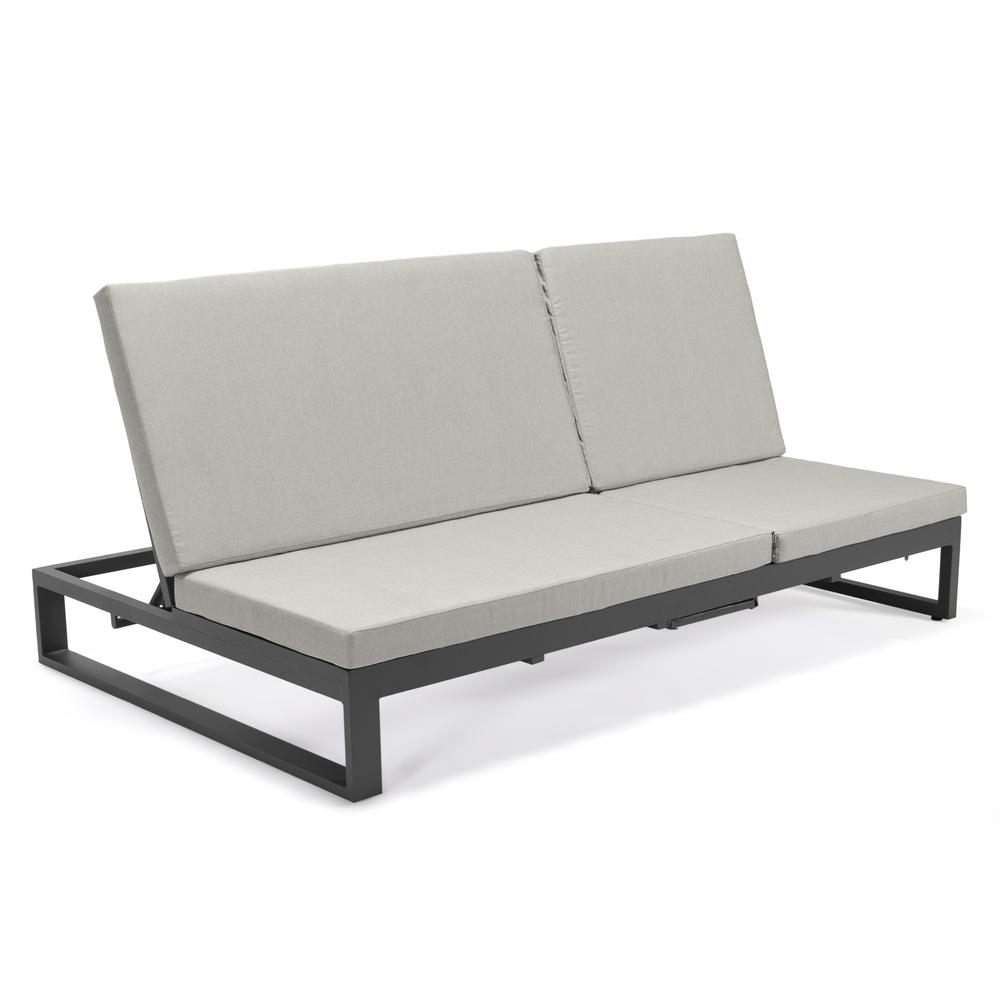 LeisureMod Chelsea Convertible Lounge Reclining Double Chaise With Cushions CLBL-82BG