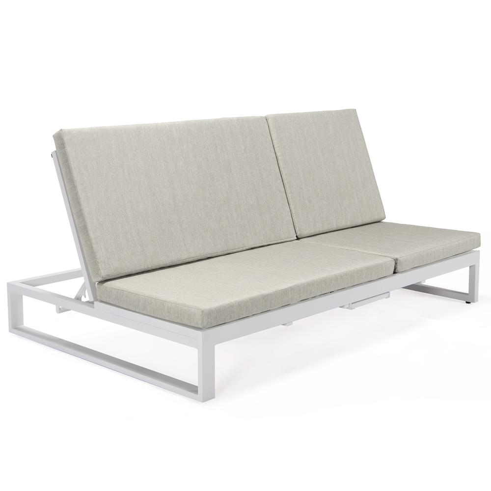 LeisureMod Chelsea Convertible Lounge Reclining Double Chaise With Cushions CLW-82BG