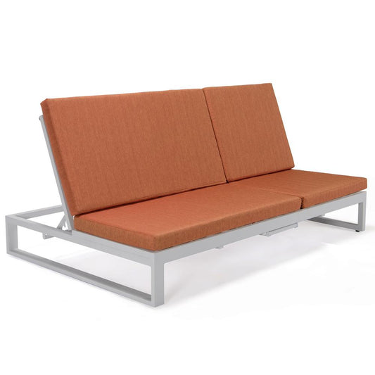 LeisureMod Chelsea Convertible Lounge Reclining Double Chaise With Cushions CLW-82OR