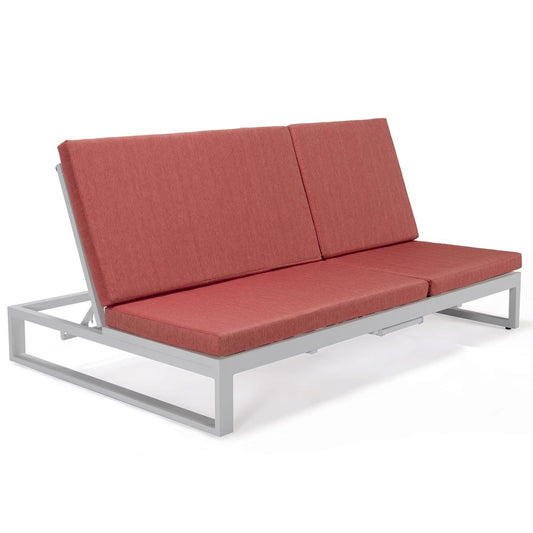 LeisureMod Chelsea Convertible Lounge Reclining Double Chaise With Cushions CLW-82R