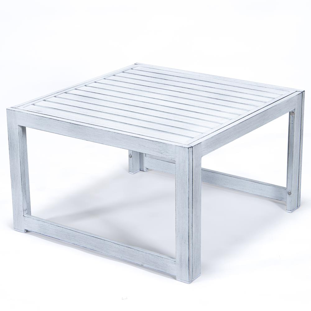 LeisureMod Chelsea Patio Coffee Table With Weathered Grey Aluminum