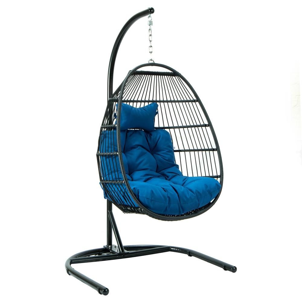 LeisureMod Wicker Folding Hanging Egg Swing Chair ESCF40BU