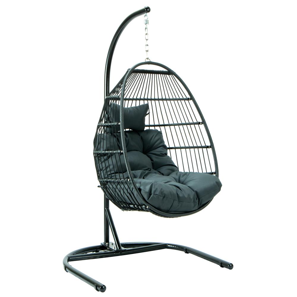 LeisureMod Wicker Folding Hanging Egg Swing Chair ESCF40CH