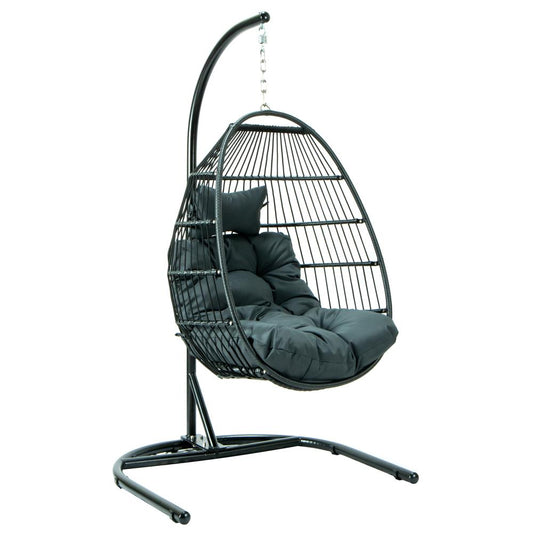 LeisureMod Wicker Folding Hanging Egg Swing Chair ESCF40CH