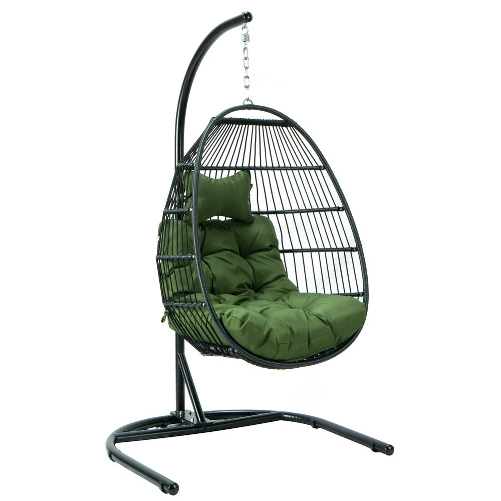 LeisureMod Wicker Folding Hanging Egg Swing Chair ESCF40DG