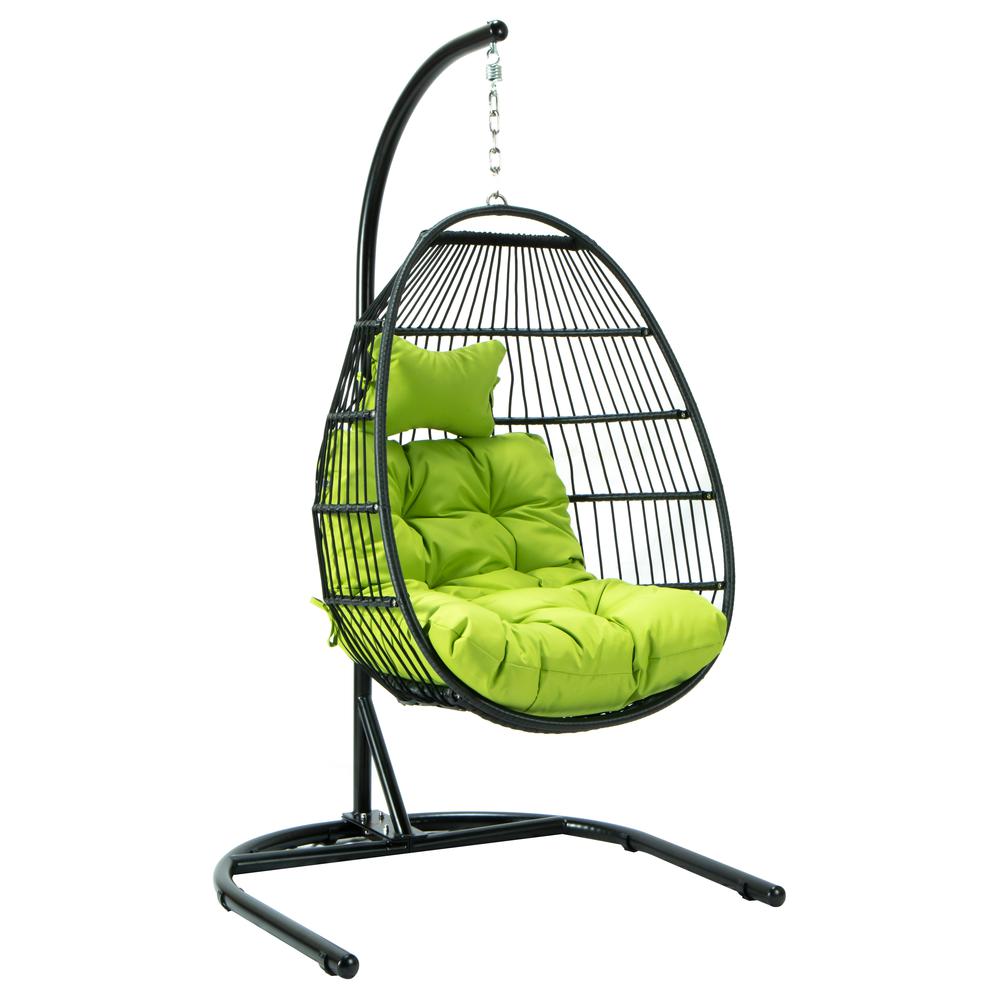 LeisureMod Wicker Folding Hanging Egg Swing Chair ESCF40LG