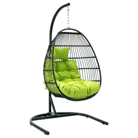 LeisureMod Wicker Folding Hanging Egg Swing Chair ESCF40LG