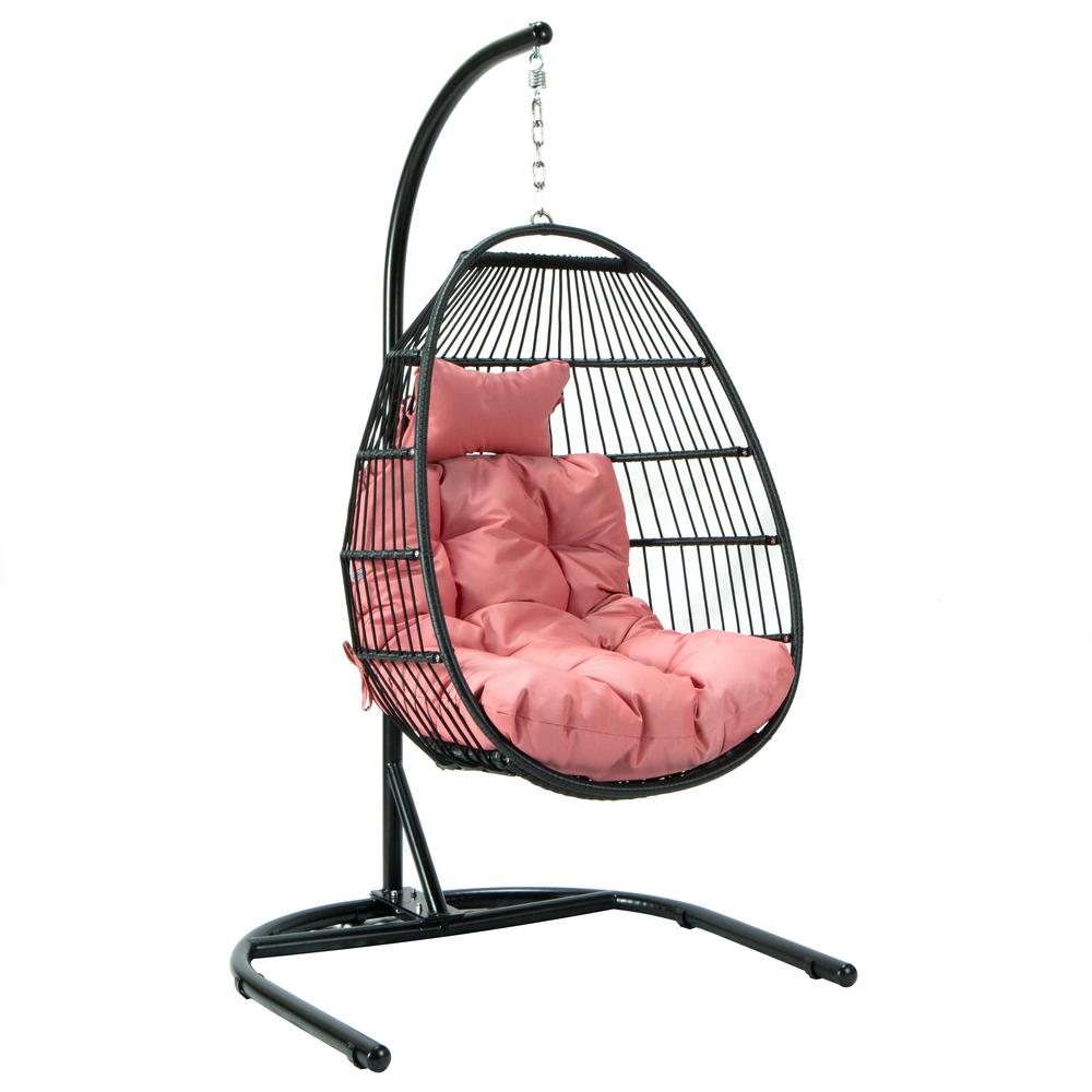 LeisureMod Wicker Folding Hanging Egg Swing Chair ESCF40PK