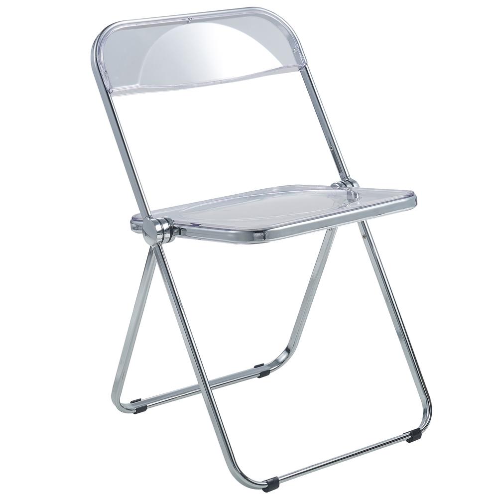 LeisureMod Lawrence Acrylic Folding Chair With Metal Frame LF19CL