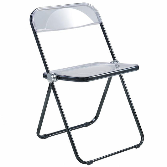 LeisureMod Lawrence Acrylic Folding Chair With Black Metal Frame LFCL19BL