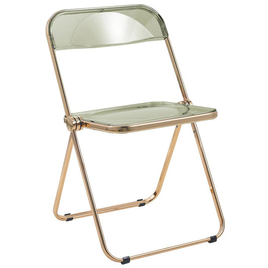 LeisureMod Lawrence Acrylic Folding Chair With Gold Metal Frame LFG19A