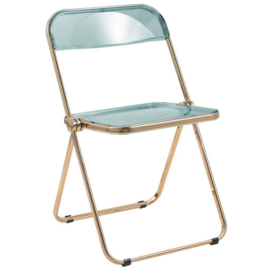 LeisureMod Lawrence Acrylic Folding Chair With Gold Metal Frame LFG19G