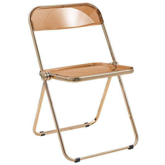 LeisureMod Lawrence Acrylic Folding Chair With Gold Metal Frame LFG19OR