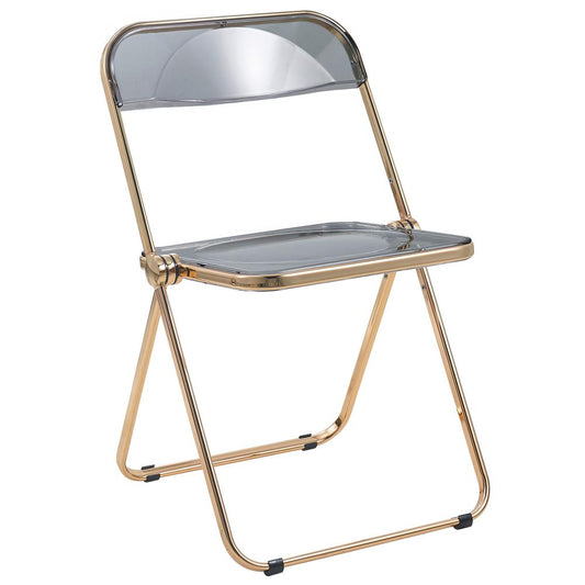 LeisureMod Lawrence Acrylic Folding Chair With Gold Metal Frame LFG19TBL